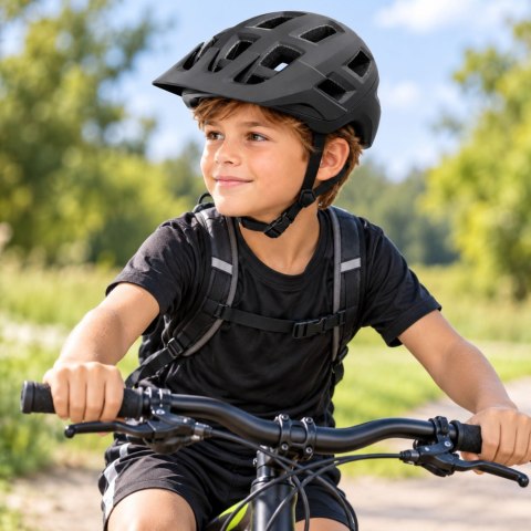 LEAN Kask Rowerowy MTB Regulowany Z Odpinanym Daszkiem Uniwersalny Czarny