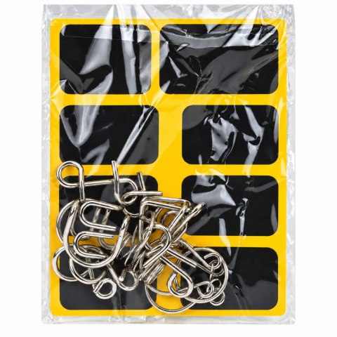 LEAN TOYS Metalowe Puzzle Łamigłówki Logiczne Z Drutu Zestaw Żółta Plansza 8 szt.