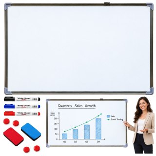 LEAN Tablica Magnetyczna Suchościeralna Markery Gąbki Akcesoria Biała 90x60 cm