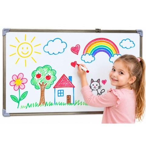 LEAN Tablica Magnetyczna Suchościeralna Markery Gąbki Akcesoria Biała 90x60 cm