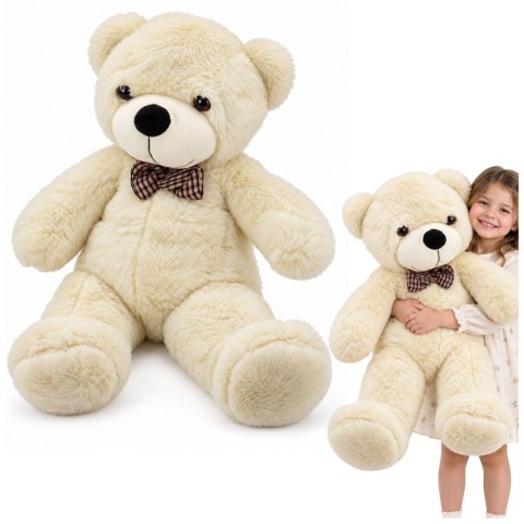 LEAN Toys Duży Pluszowy Miś z Kokardą Maskotka Przytulanka Biały Kremowy 120 cm