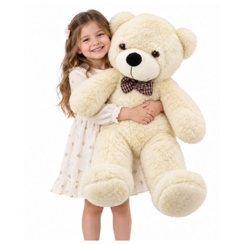 LEAN Toys Duży Pluszowy Miś z Kokardą Maskotka Przytulanka Biały Kremowy 120 cm