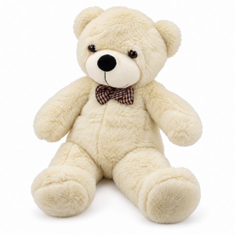 LEAN Toys Duży Pluszowy Miś z Kokardą Maskotka Przytulanka Biały Kremowy 120 cm