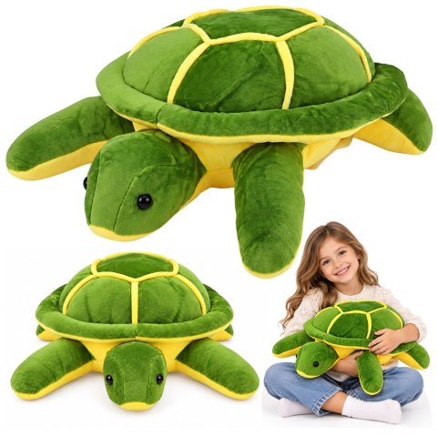 LEAN Toys Duży Pluszowy Żółw Maskotka Przytulanka Miękki Żółto-Zielony 65cm