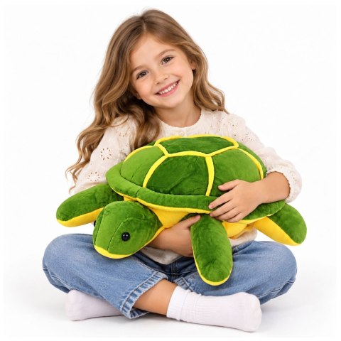 LEAN Toys Duży Pluszowy Żółw Maskotka Przytulanka Miękki Żółto-Zielony 65cm