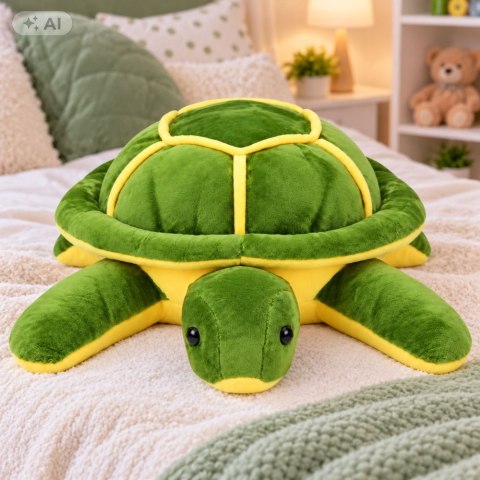 LEAN Toys Duży Pluszowy Żółw Maskotka Przytulanka Miękki Żółto-Zielony 65cm