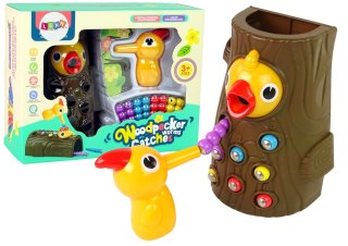 LEAN Toys Gra Zręcznościowa Magnetyczna Złap Robaczka Nakarm Ptaszka Dzięcioł