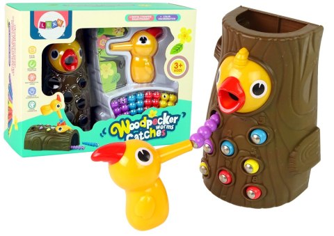 LEAN Toys Gra Zręcznościowa Magnetyczna Złap Robaczka Nakarm Ptaszka Dzięcioł