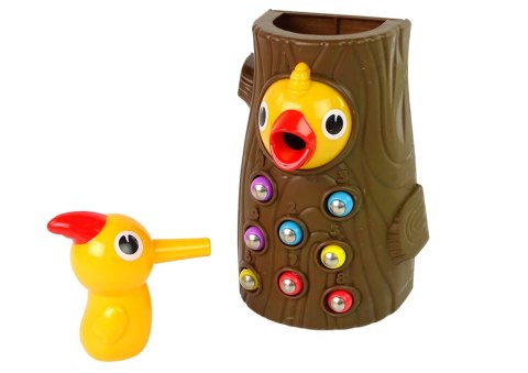 LEAN Toys Gra Zręcznościowa Magnetyczna Złap Robaczka Nakarm Ptaszka Dzięcioł