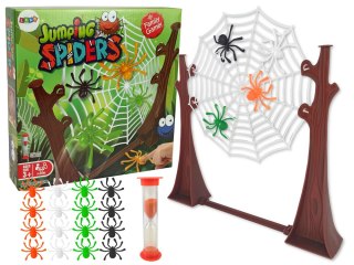 LEAN Toys Gra Zręcznościowa Skaczące Pająki Pajęczyna Klepsydra 18 El.