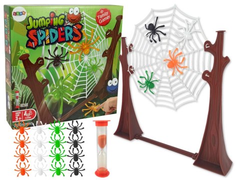 LEAN Toys Gra Zręcznościowa Skaczące Pająki Pajęczyna Klepsydra 18 El.