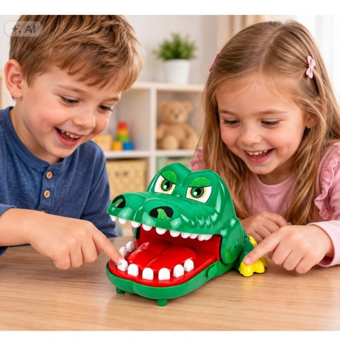 LEAN Toys Gra Zręcznościowa Szalony Krokodyl Gryzący Zielony Światła Dźwięki