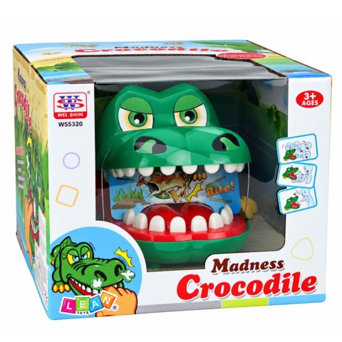 LEAN Toys Gra Zręcznościowa Szalony Krokodyl Gryzący Zielony Światła Dźwięki
