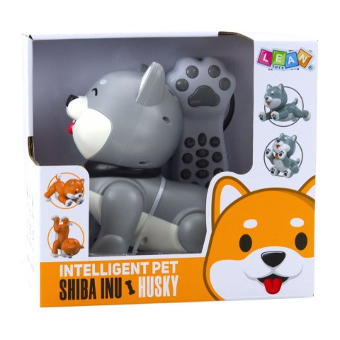 LEAN Toys Interaktywny Robot Pies Husky Zdalnie Sterowany RC Głosem Sztuczki Szary