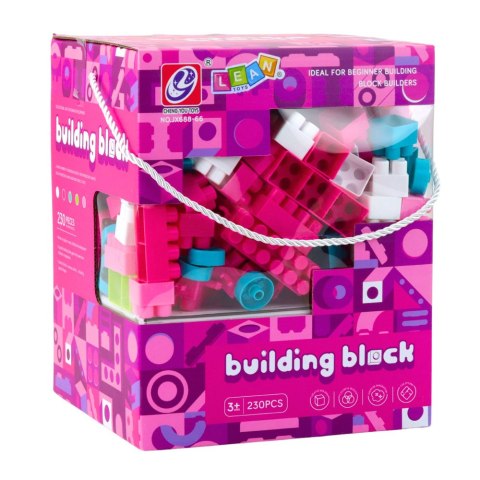 LEAN Toys Klocki Konstrukcyjne Przestrzenne Pastelowe Różowe 230 el.