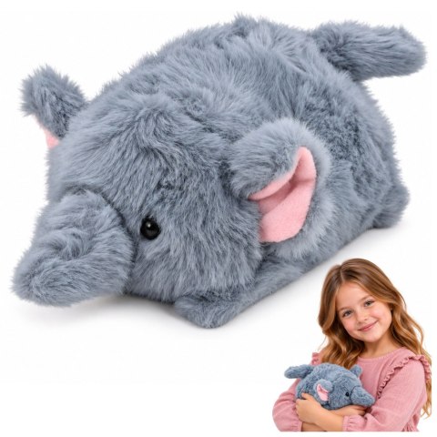 LEAN Toys Mały Pluszowy Słonik Czerwona Przytulanka Maskotka Zwierzątko Szary 16 cm