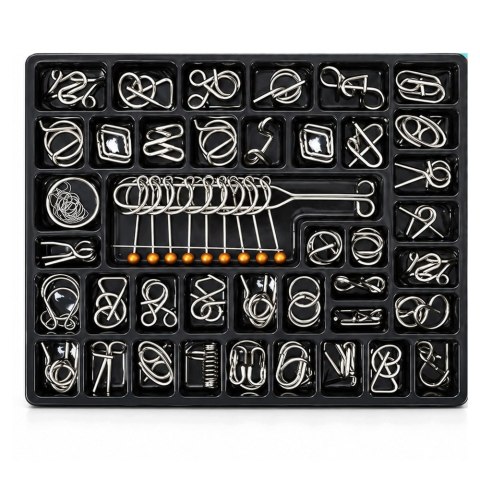 LEAN Toys Metalowe Puzzle Łamigłówki Logiczne Z Drutu Układanka Zestaw 40 szt.