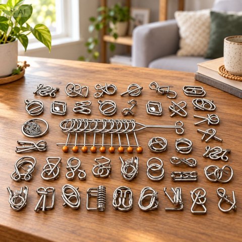 LEAN Toys Metalowe Puzzle Łamigłówki Logiczne Z Drutu Układanka Zestaw 40 szt.