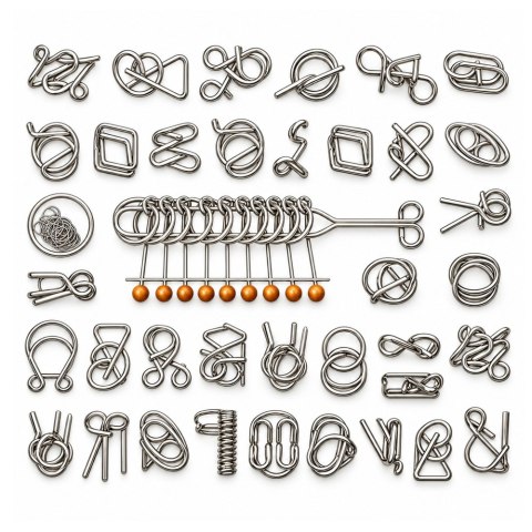 LEAN Toys Metalowe Puzzle Łamigłówki Logiczne Z Drutu Układanka Zestaw 40 szt.