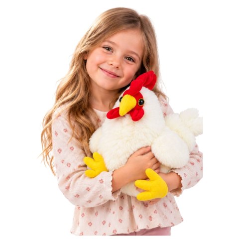 LEAN Toys Pluszowa Kura Maskotka Przytulanka Miękka Puszysta Biała 40 cm