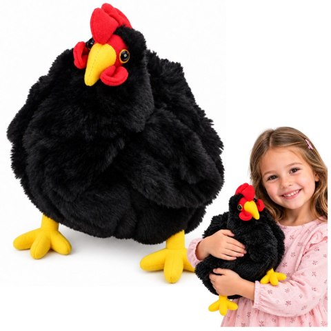 LEAN Toys Pluszowa Kura Maskotka Przytulanka Miękka Puszysta Czarna 30 cm