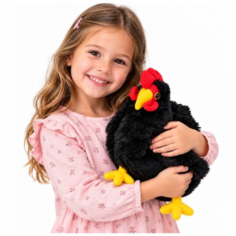LEAN Toys Pluszowa Kura Maskotka Przytulanka Miękka Puszysta Czarna 30 cm