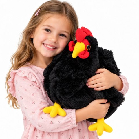 LEAN Toys Pluszowa Kura Maskotka Przytulanka Miękka Puszysta Czarna 40 cm