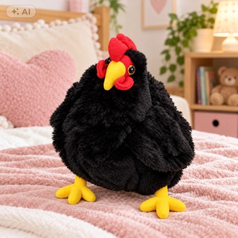 LEAN Toys Pluszowa Kura Maskotka Przytulanka Miękka Puszysta Czarna 40 cm