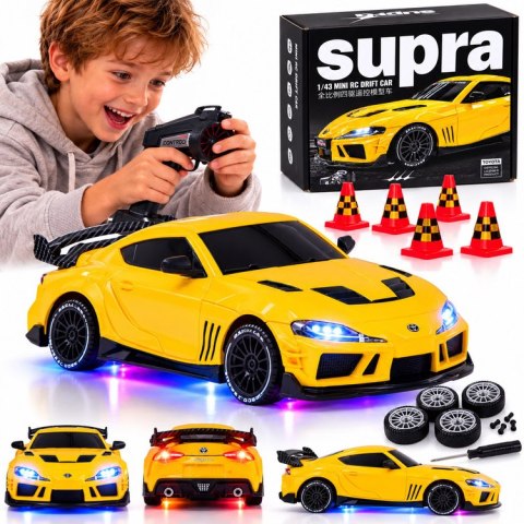 JOKOMISIADA Samochód zdalnie sterowany Toyota Supra Drift 1:43 4x4, LED, szybki RC0803