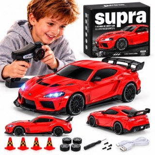 JOKOMISIADA Samochód zdalnie sterowany Toyota Supra Drift 1:43 4x4, LED, szybki RC0803