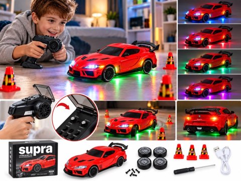 JOKOMISIADA Samochód zdalnie sterowany Toyota Supra Drift 1:43 4x4, LED, szybki RC0803
