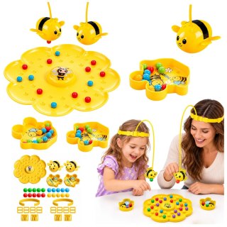 LEAN TOYS Gra Zręcznościowa Towarzyska Łowienie Kulek Pszczółki Magnetyczne Zestaw