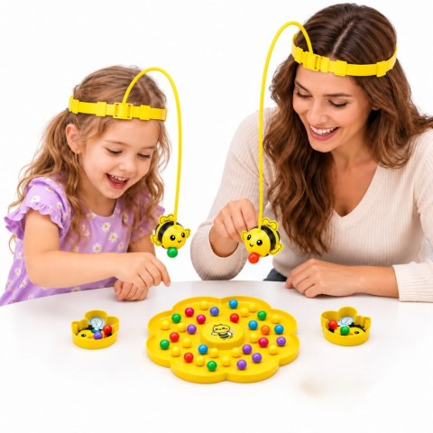 LEAN TOYS Gra Zręcznościowa Towarzyska Łowienie Kulek Pszczółki Magnetyczne Zestaw