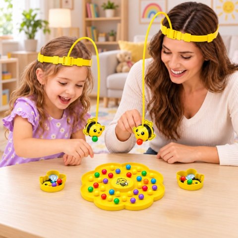 LEAN TOYS Gra Zręcznościowa Towarzyska Łowienie Kulek Pszczółki Magnetyczne Zestaw