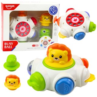 LEAN TOYS Interaktywna Zabawka Dla Malucha UFO Z Lwem i Krokodylem