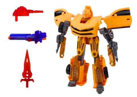 LEAN Toys Auto-Robot 2w1 Sportowy Żółty Zestaw Broni 3szt