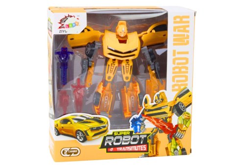 LEAN Toys Auto-Robot 2w1 Sportowy Żółty Zestaw Broni 3szt