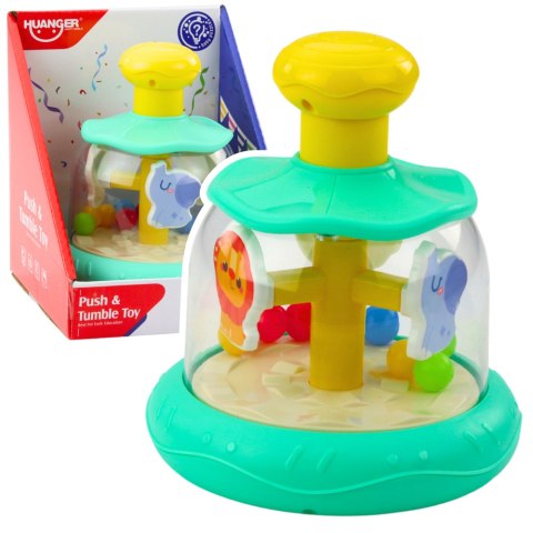 LEAN Toys Bączek Karuzela Z Kuleczkami I Zwierzętami Hipopotam Lew Małpka Zielona