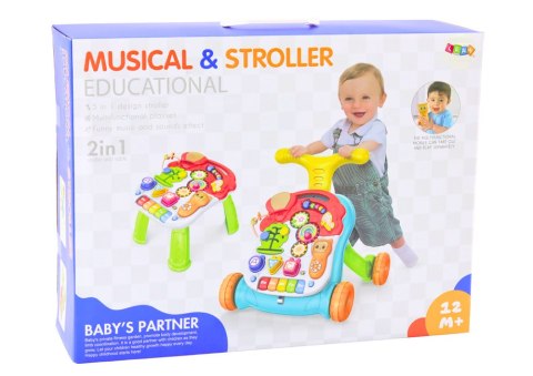 LEAN Toys Chodzik Pchacz Stolik Edukacyjny 2w1 Interaktywny Światło i Dźwięk