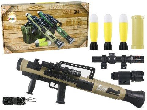 LEAN Toys Granatnik RPG Pociski Wyrzutnia Rakiet Światło Dźwięk Brązowa