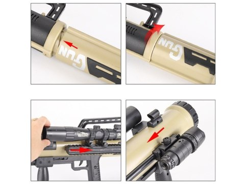 LEAN Toys Granatnik RPG Pociski Wyrzutnia Rakiet Światło Dźwięk Brązowa