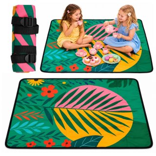 LEAN Toys Mały Koc Turystyczny Piknikowy Mata Rośliny Kolorowa 100 x 70 cm