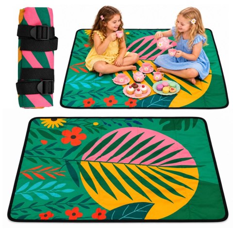 LEAN Toys Mały Koc Turystyczny Piknikowy Mata Rośliny Kolorowa 100 x 70 cm