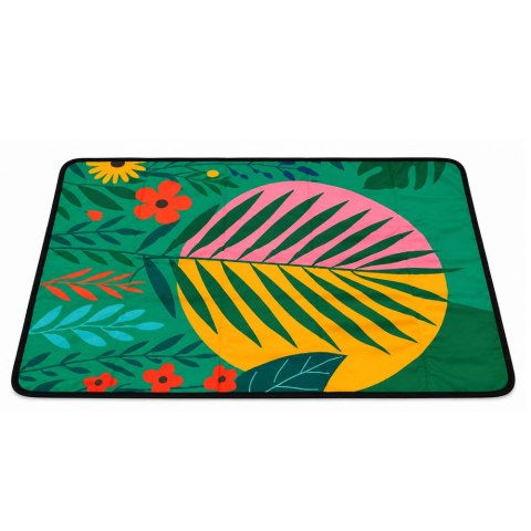 LEAN Toys Mały Koc Turystyczny Piknikowy Mata Rośliny Kolorowa 100 x 70 cm