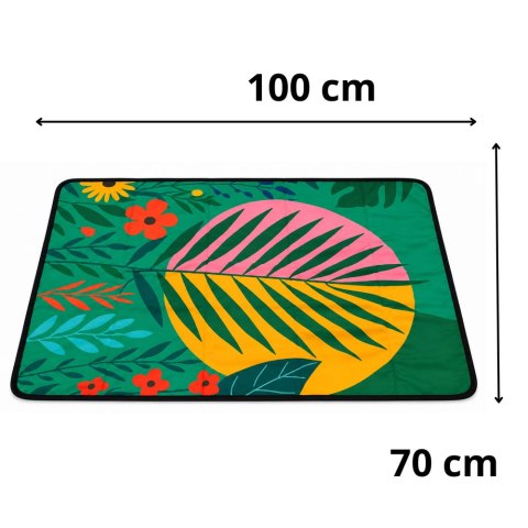 LEAN Toys Mały Koc Turystyczny Piknikowy Mata Rośliny Kolorowa 100 x 70 cm