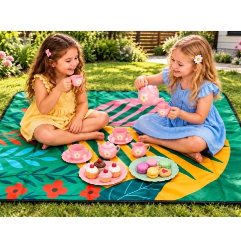 LEAN Toys Mały Koc Turystyczny Piknikowy Mata Rośliny Kolorowa 100 x 70 cm