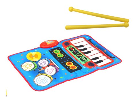 LEAN Toys Mata Muzyczna 2w1 Interaktywna Perkusja Pianinko Pałeczki