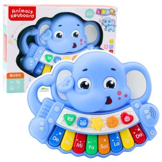 LEAN Toys Pianinko Interaktywne Melodie Odgłosy Zwierząt Gama Słonik Niebieski
