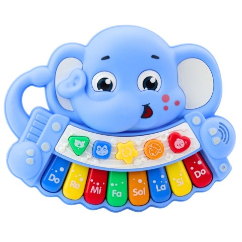 LEAN Toys Pianinko Interaktywne Melodie Odgłosy Zwierząt Gama Słonik Niebieski