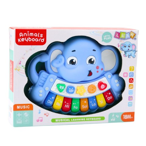 LEAN Toys Pianinko Interaktywne Melodie Odgłosy Zwierząt Gama Słonik Niebieski